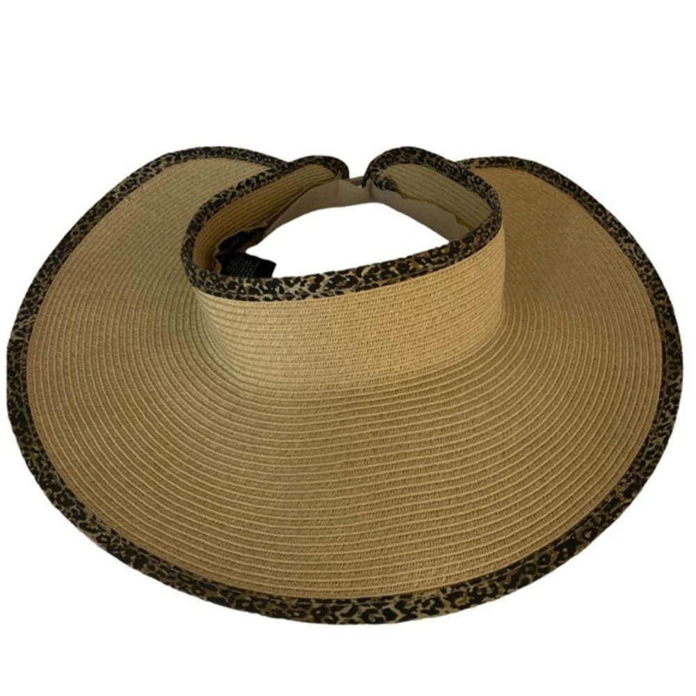 Marcus Adler Visor Sunhat - OSFM tan.  Lespard trim , paper, polyester